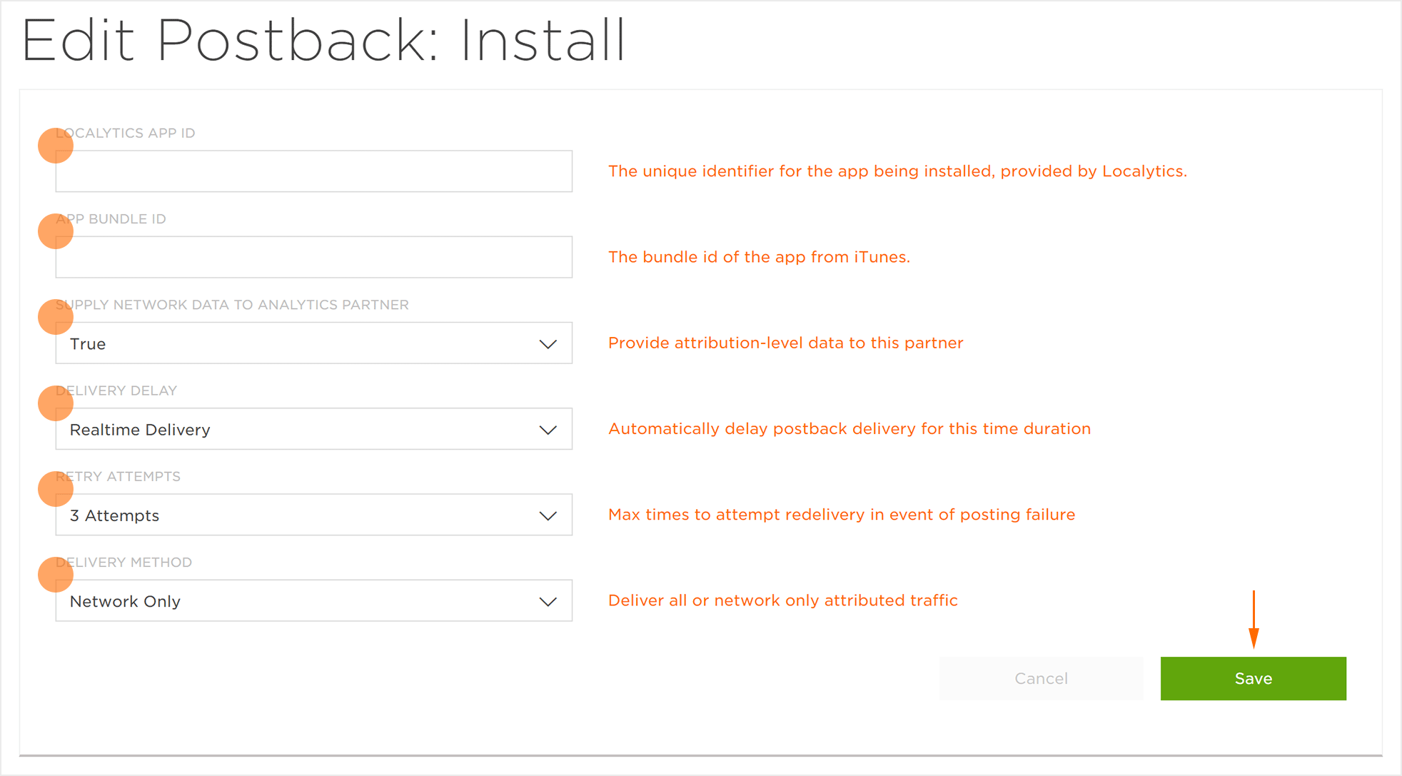 Acquisition Postback Settings