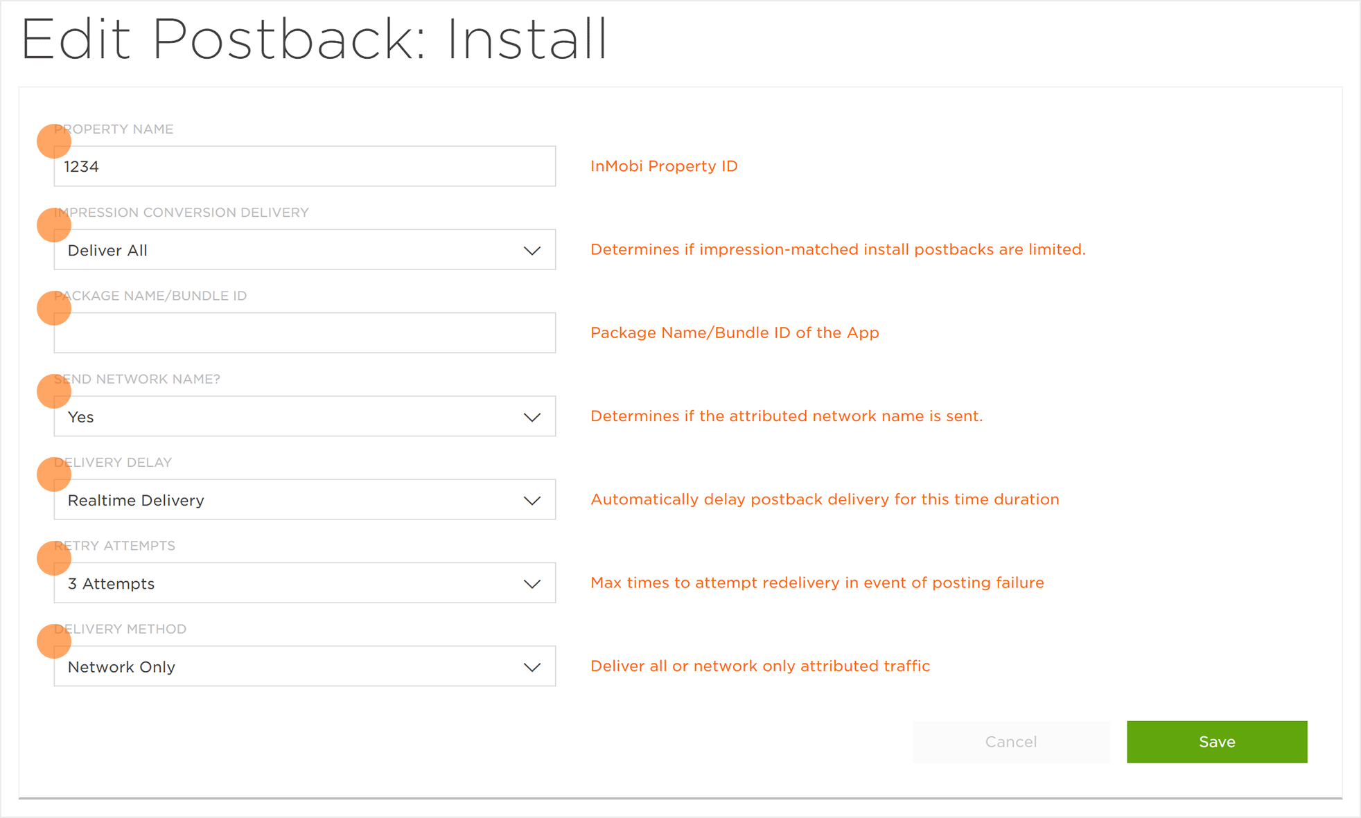 Acquisition Postback Settings