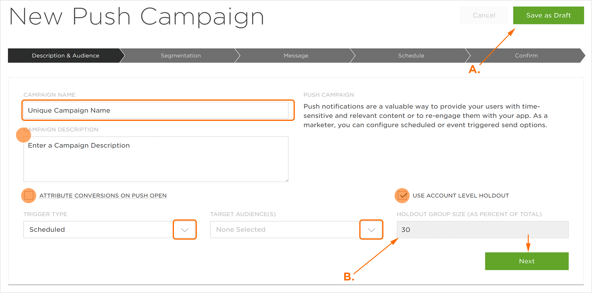New Push Campaign Description