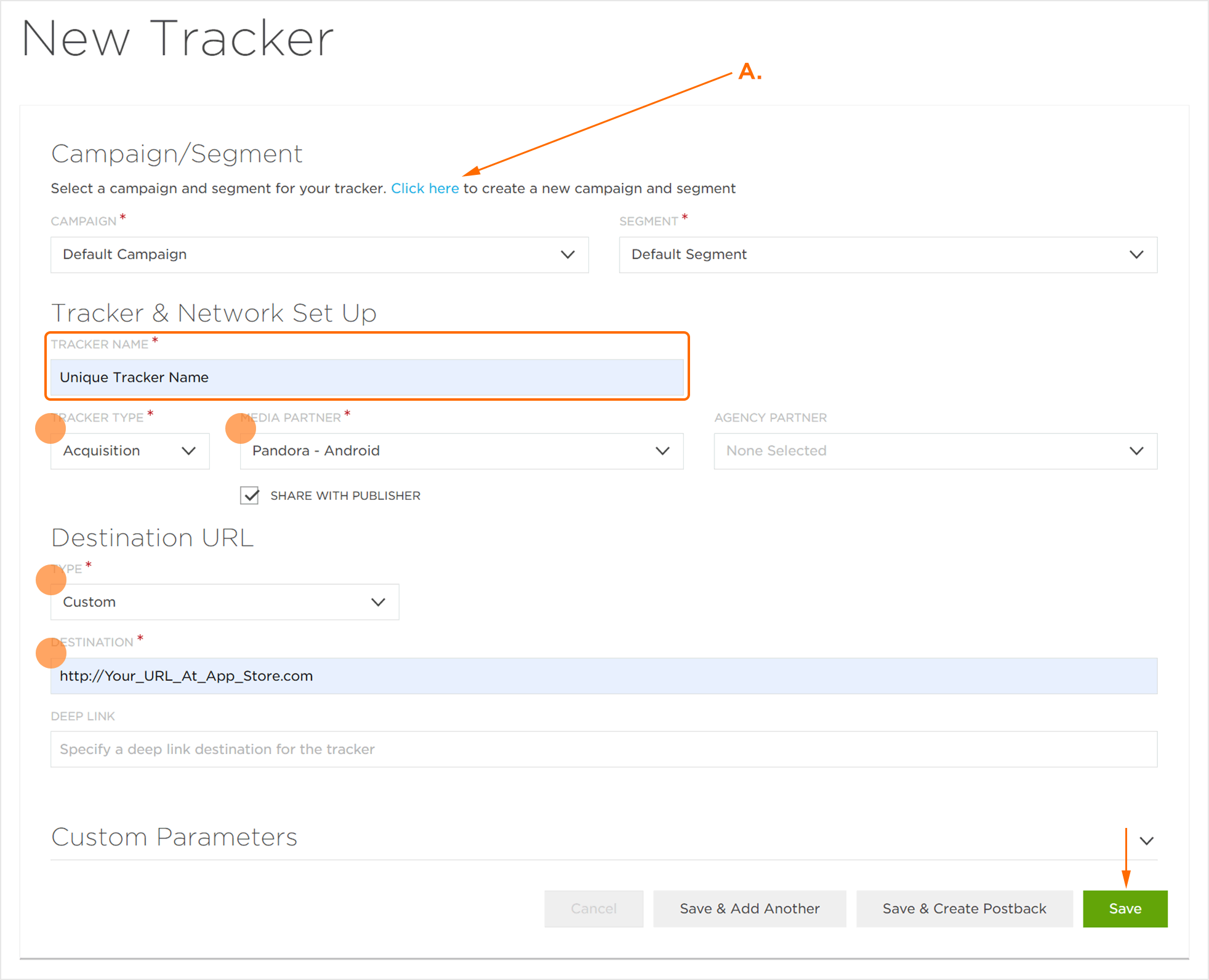 Acquisition Tracker Settings