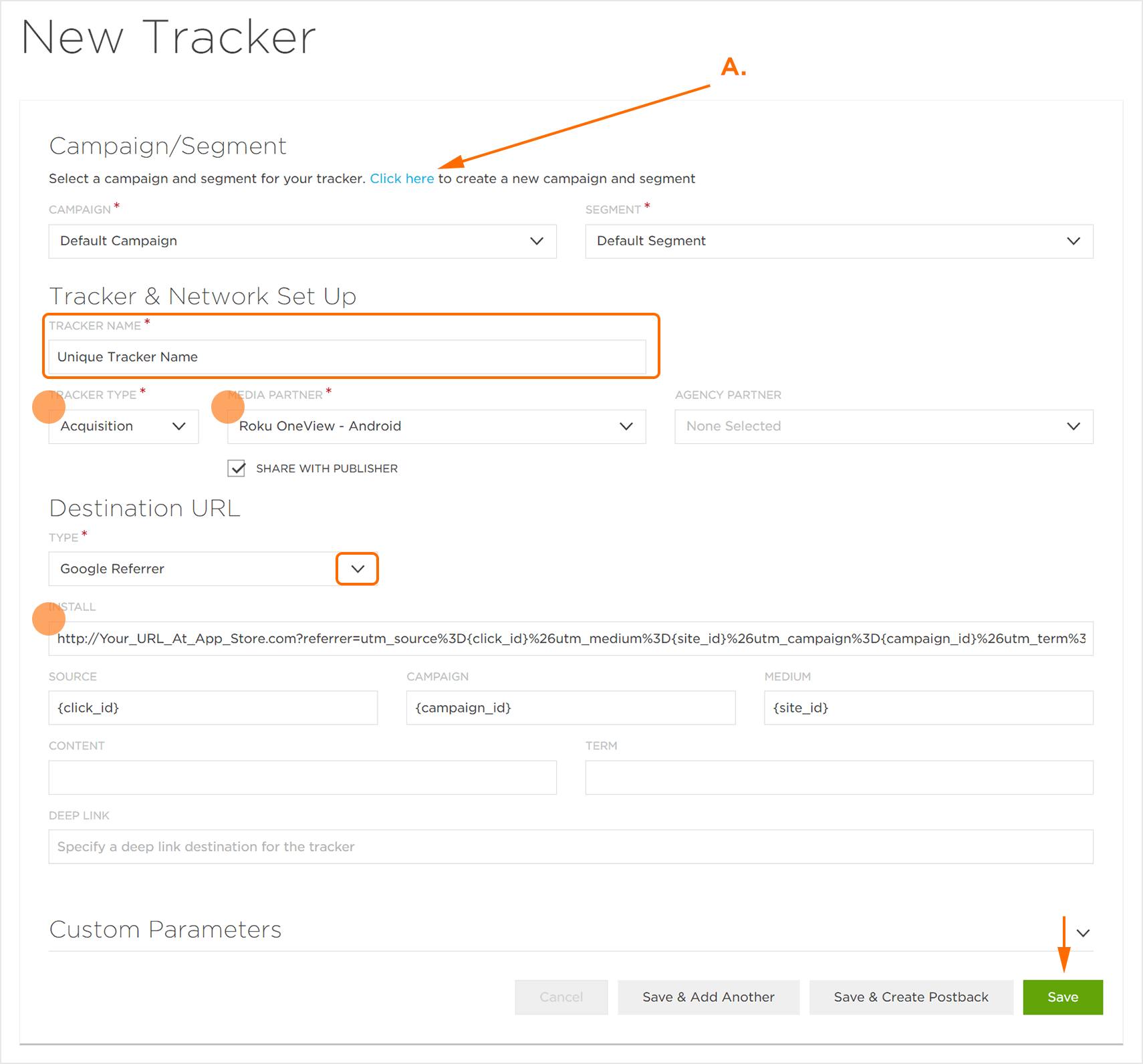 Acquisition Tracker Settings