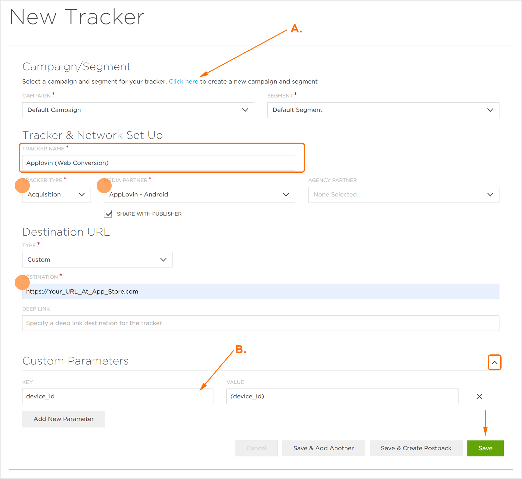 Acquisition Tracker Settings