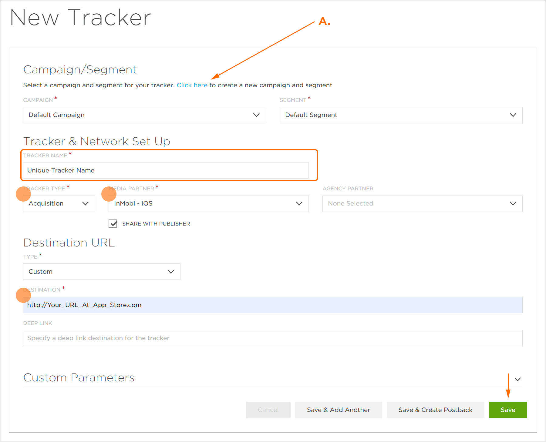 Acquisition Tracker Settings