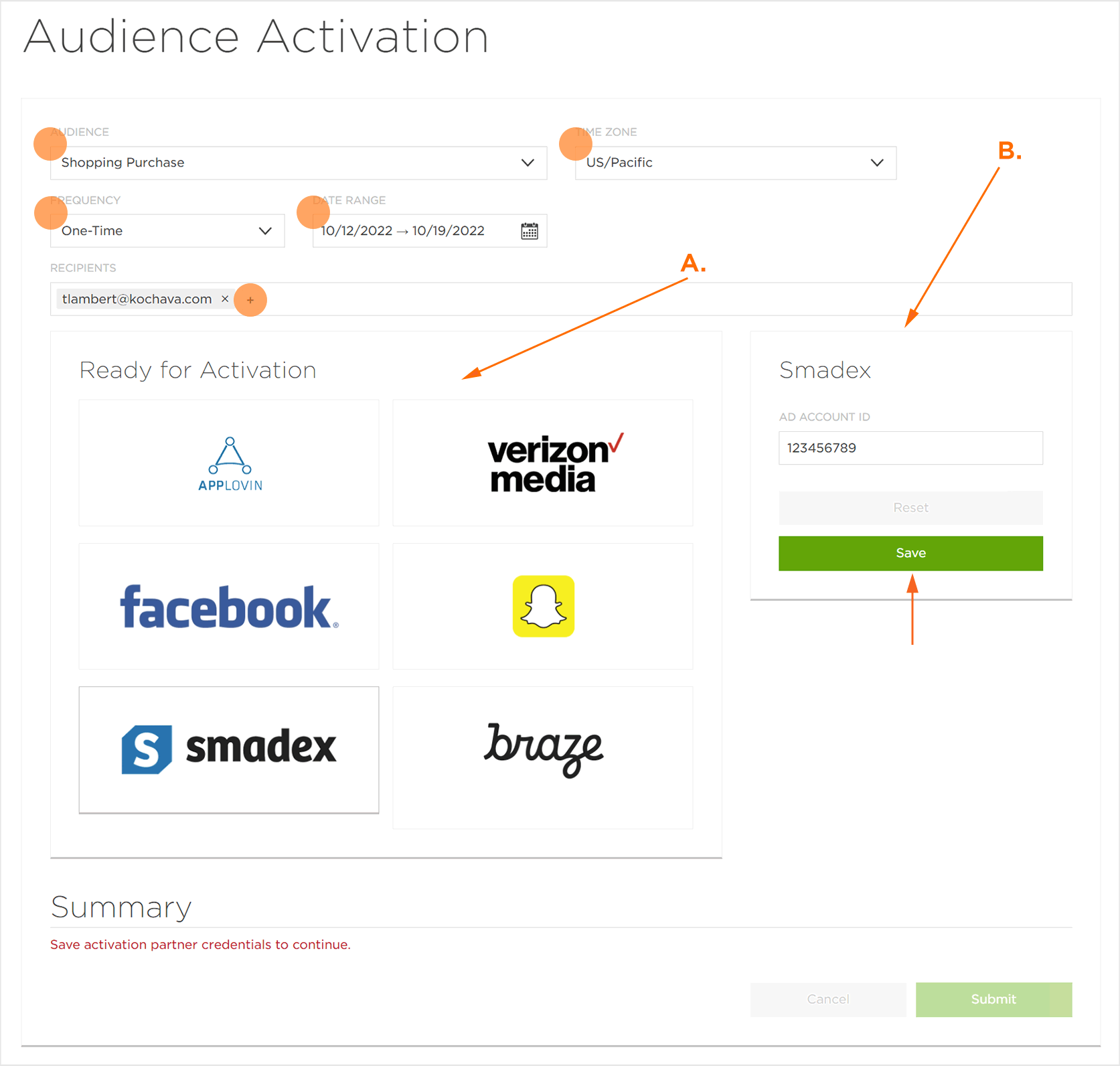 Audience Activation Settings