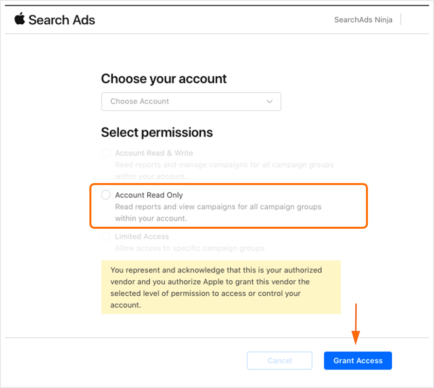 Apple Search Ads Permissions