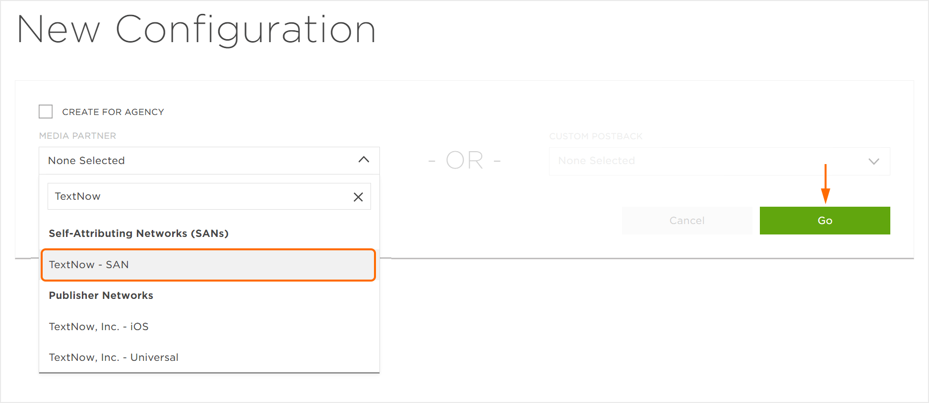 Add a Postback
