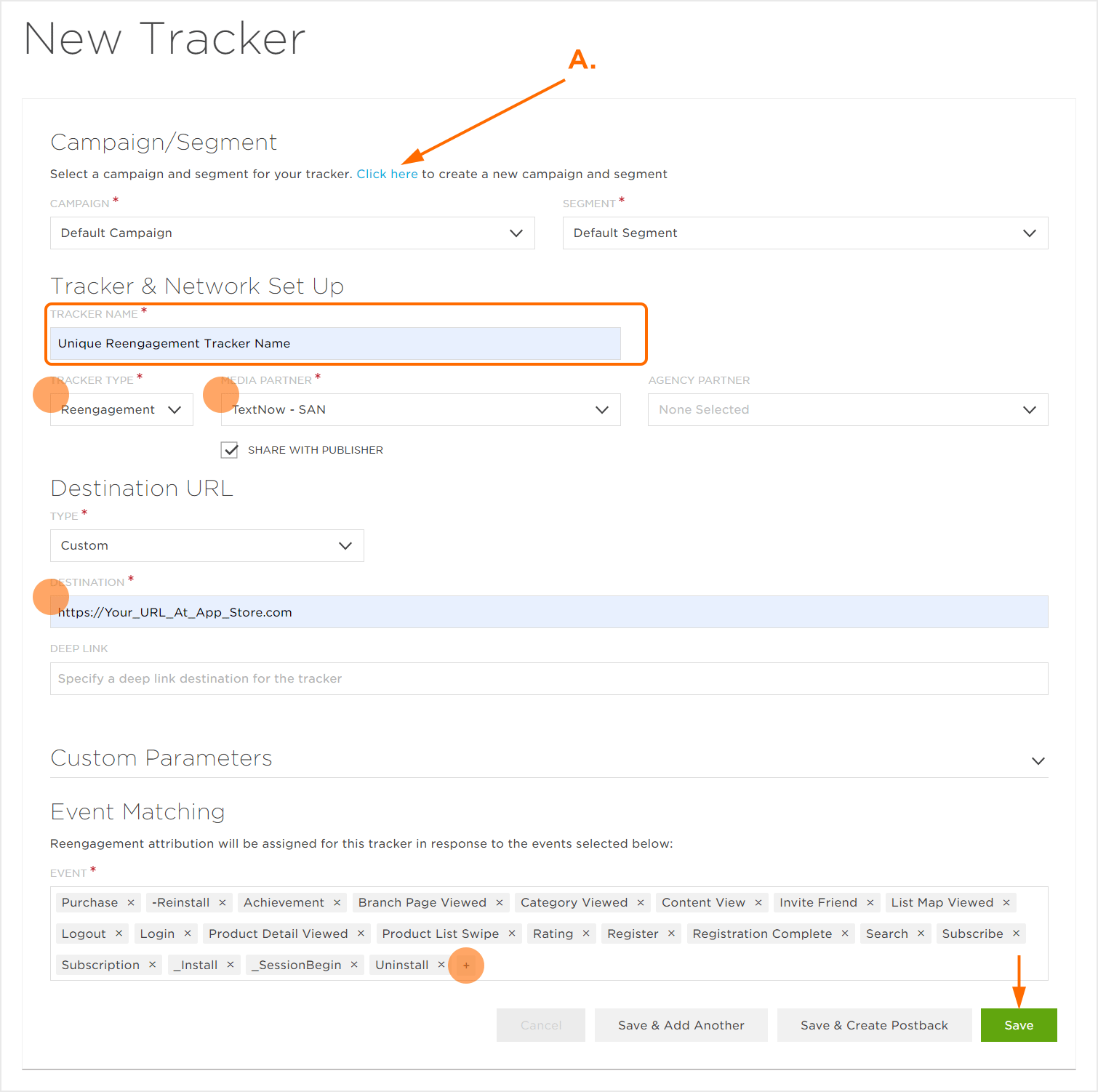 Reengagement Tracker Settings