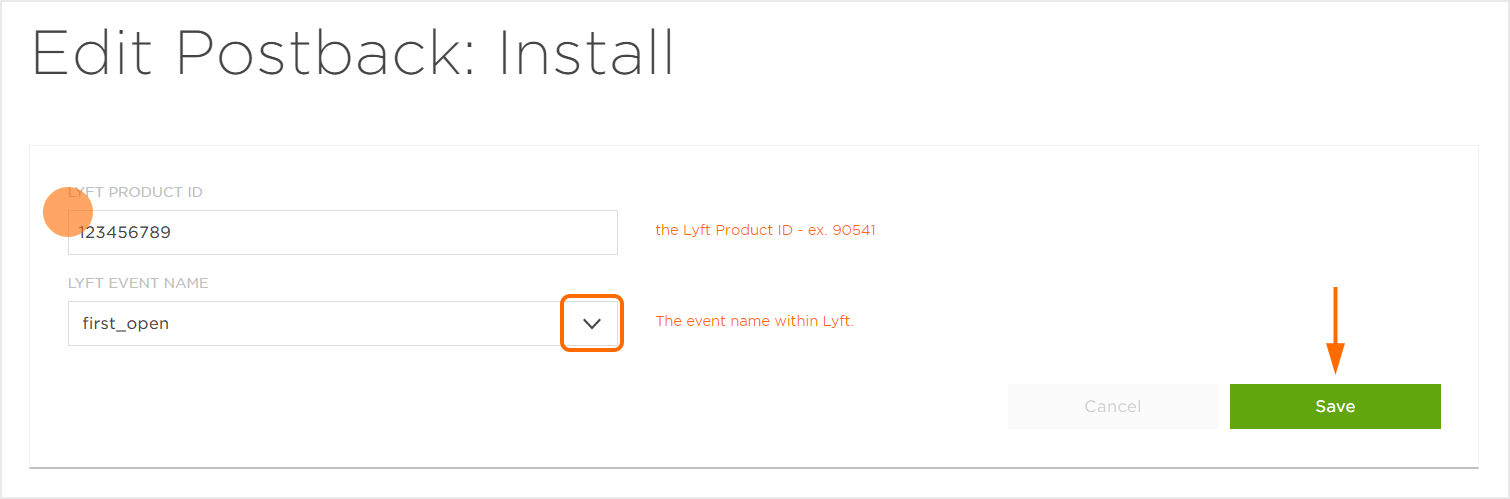 Install Postback Settings