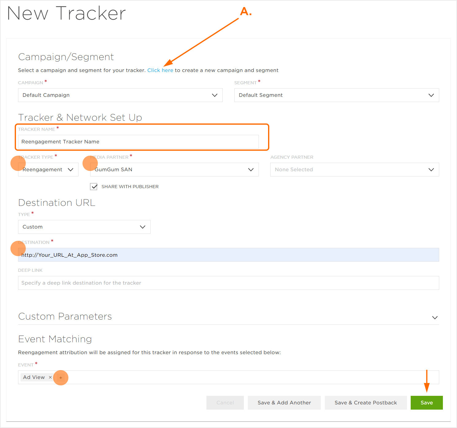 Reengagement Tracker Settings