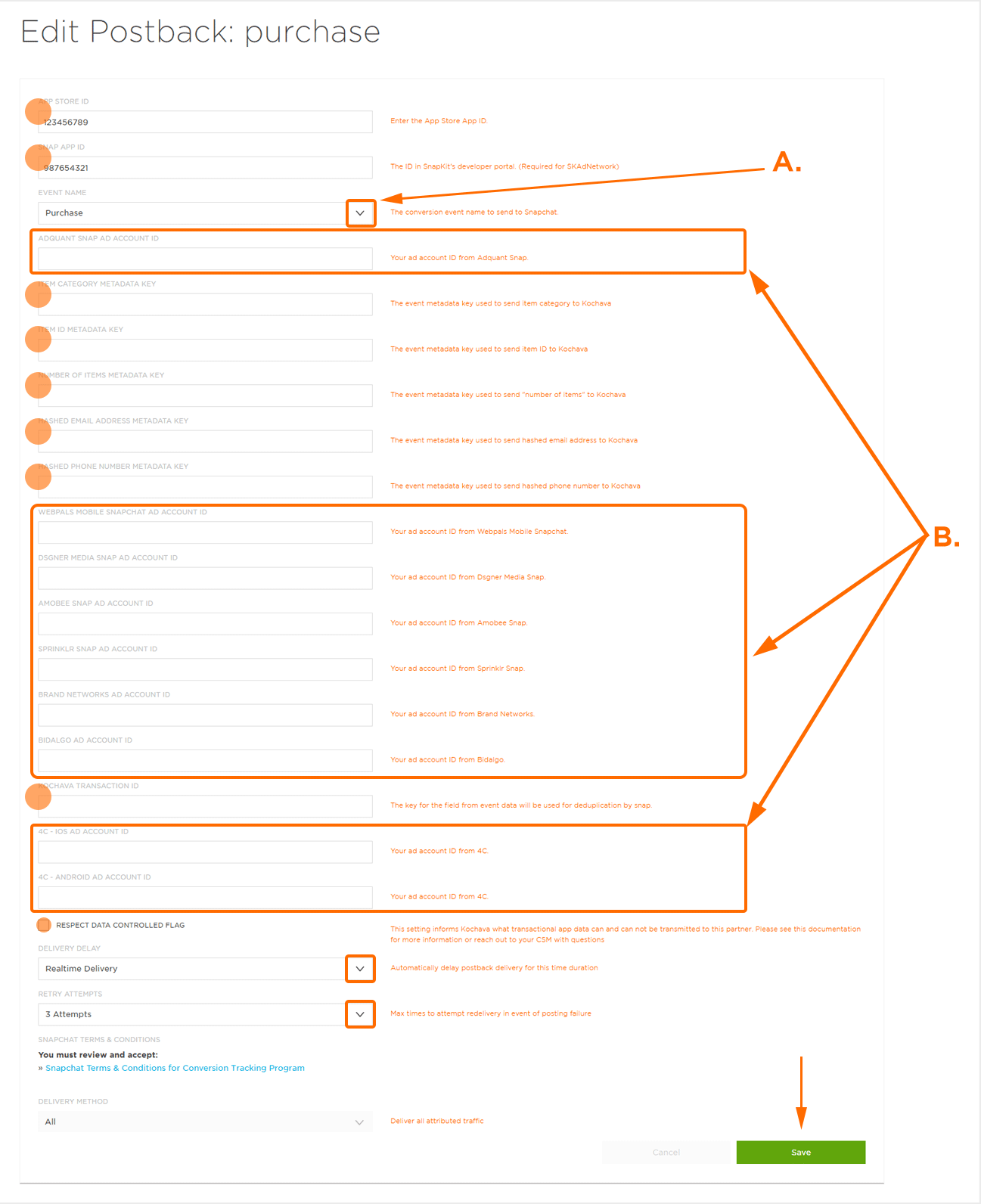 Reengagement Postback Settings