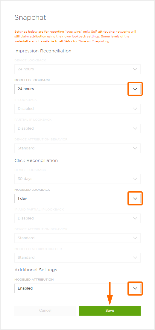 Pastback Reconciliation Settings