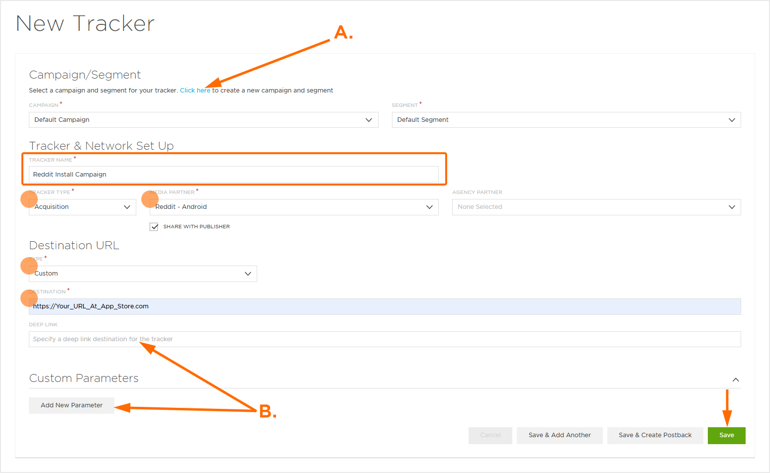 Acquisition Tracker Settings