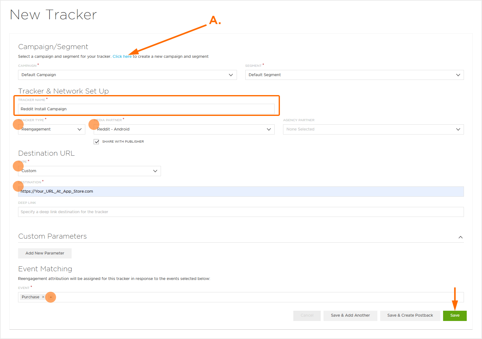 Reengagement Tracker Settings