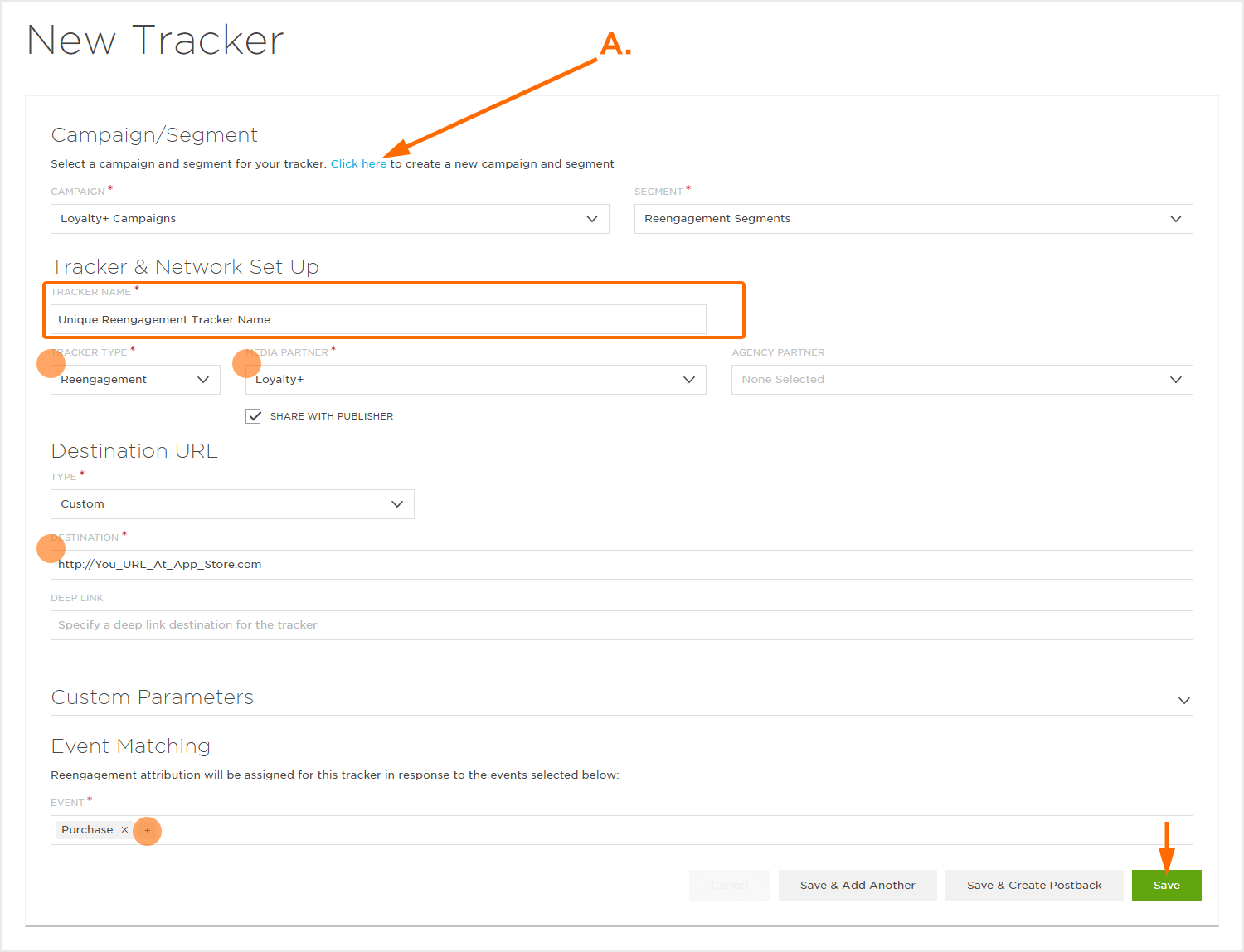 Reengagement Tracker Settings